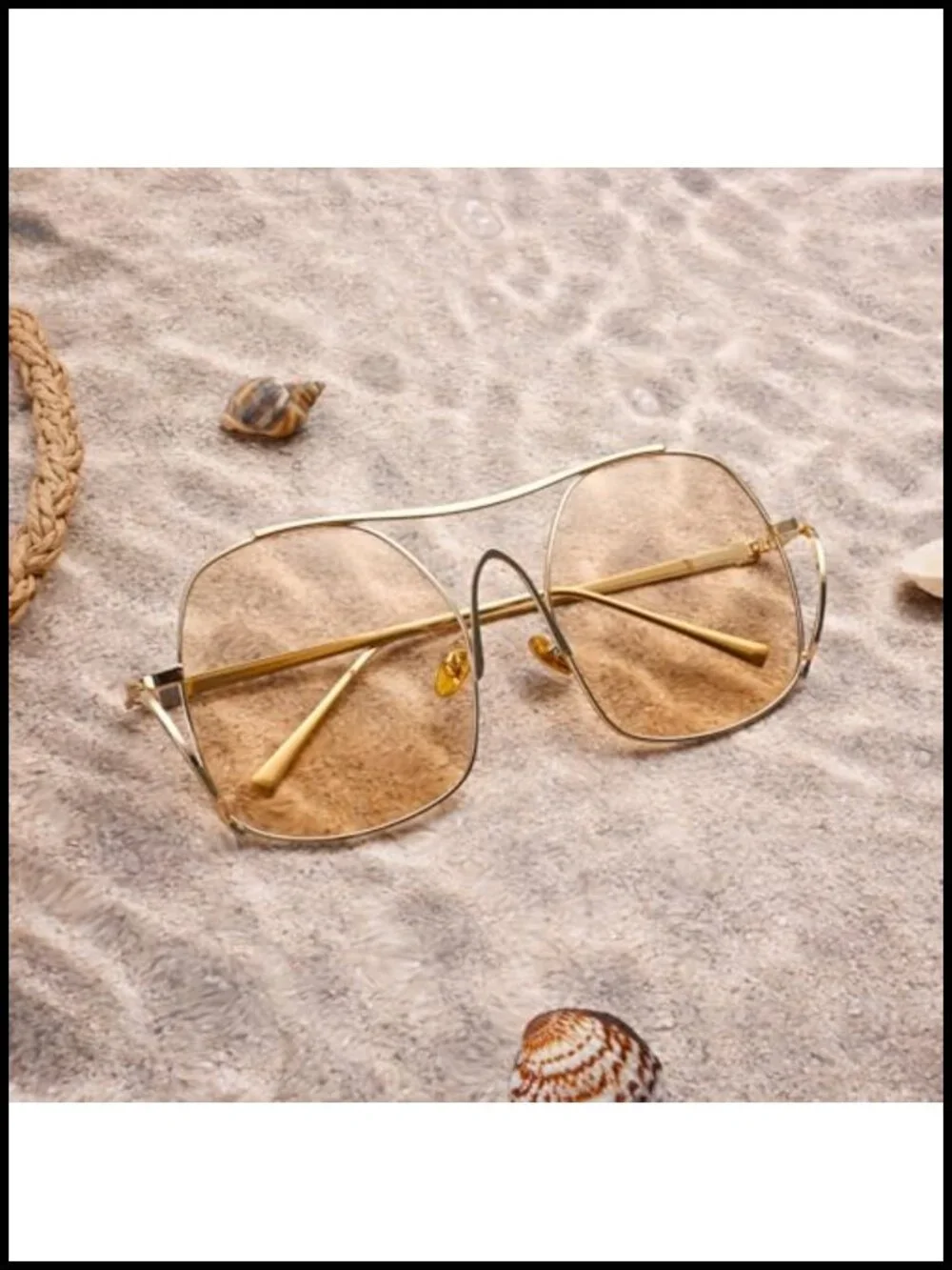Oversized Aviator Sunglasses Women Retro Metal Frame UV400